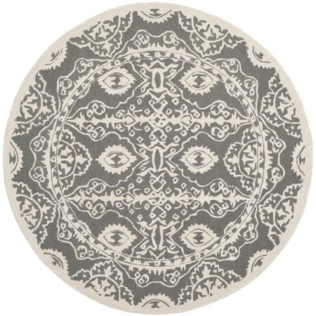 SAFAVIEH 5 x 5 ft. Bella Hand Tufted Round Area RugDark Grey & Ivory BEL134C-5R